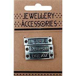 AussieSuperStore Jewellery Making Supplies Dark Silver Love, Believe, Dream Charm Set Love, Believe, Dream Charm Set | Jewellery Making Beads| Jewellery Making Supplies 9323823190699 JF1189